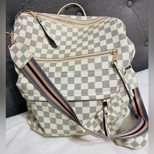 Brielle Convertible Backpack - White Checkered